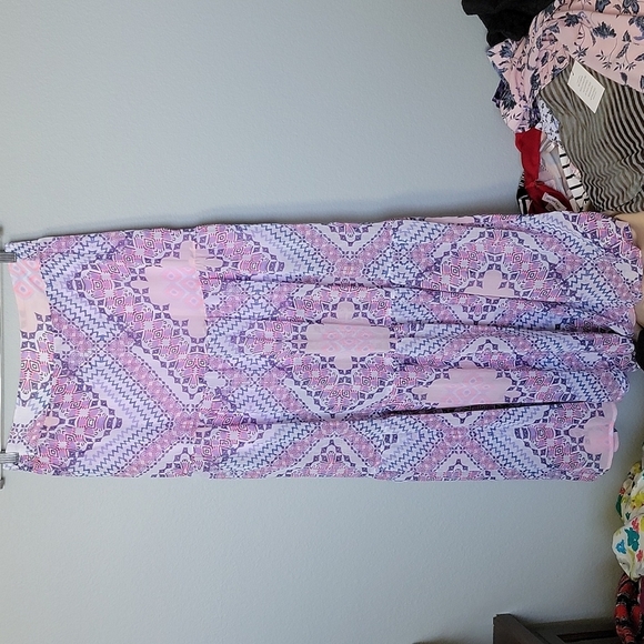 Express NWT Boho Hippie Soft Girl tiered flowy maxi skirt medium - Picture 2 of 11